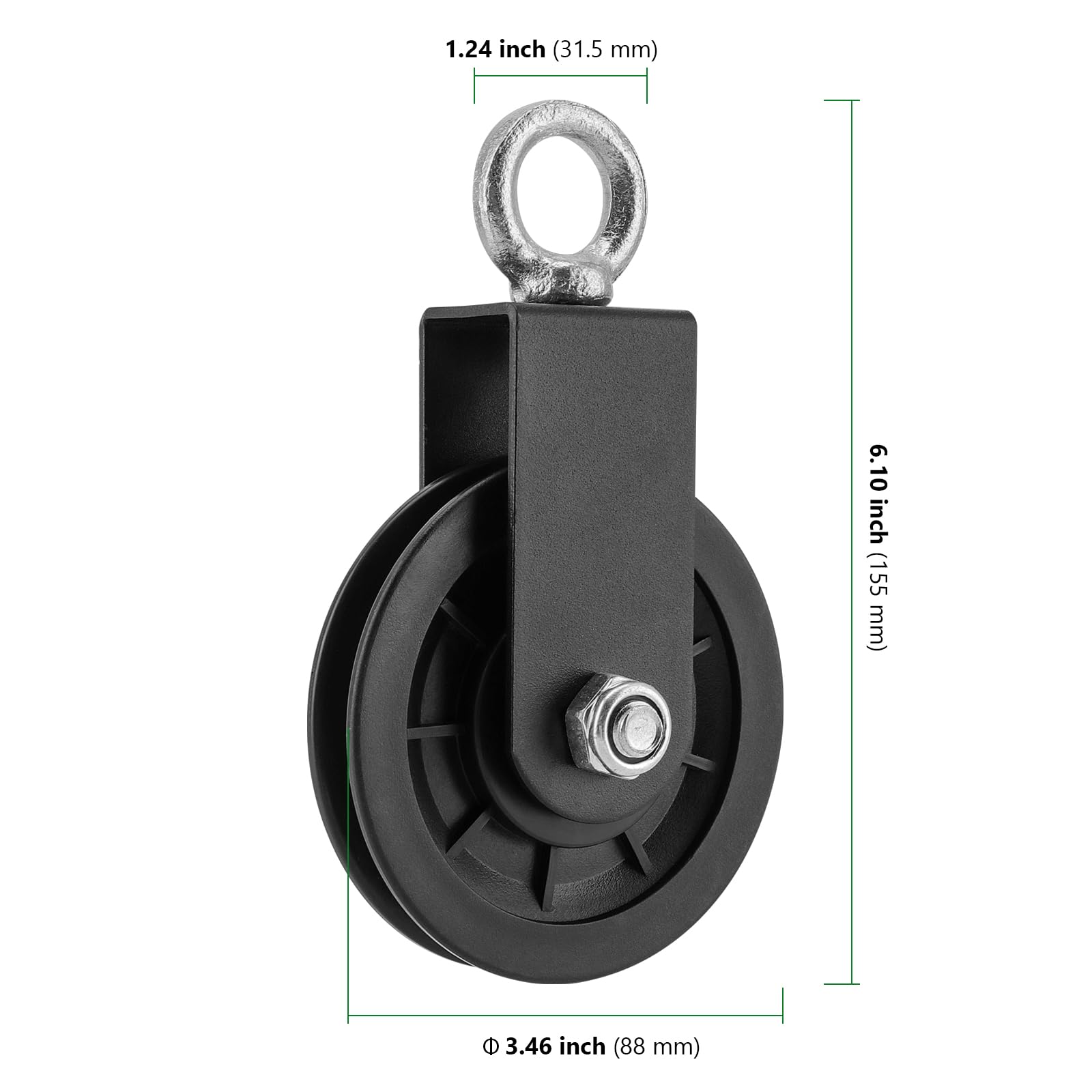 HAKZEON 4-Pack 3.5 Inch Home Gym Pulley Wheels - 360° Silent Nylon Cable Pulley System for Weight Lifting & Strength Training | 330LB Capacity | Perfect for Home Gym Setup, Cable Machines & DIY Fitness Equipment