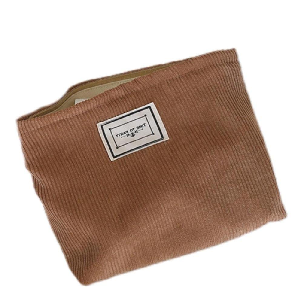 Premium Soft Corduroy Makeup Bag for Women - Large Solid Color Cosmetic Organizer with Zipper - Travel Toiletry Pouch for Makeup Brushes & Essentials | Perfect for Travel, Gym & Daily Use