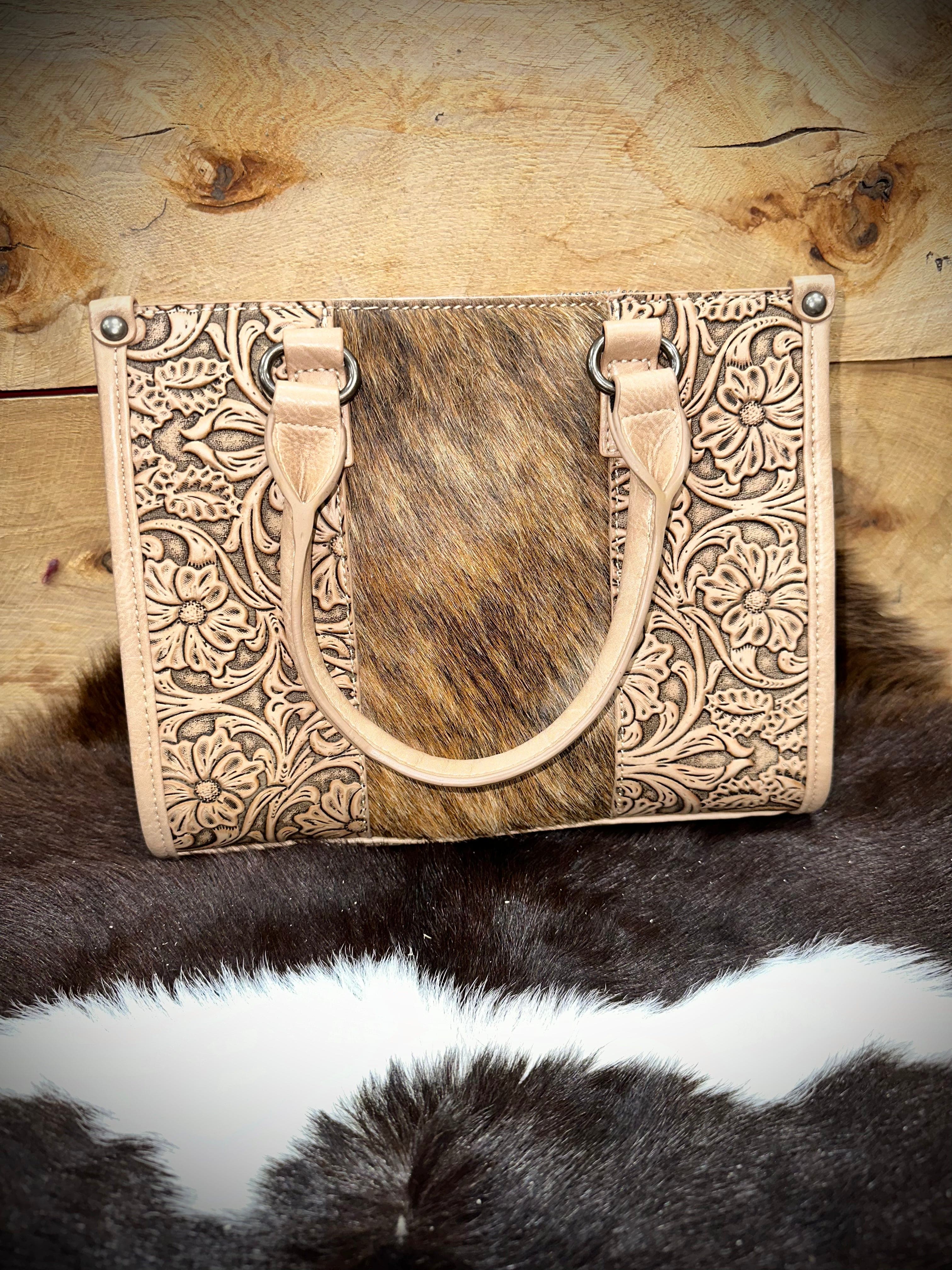 Premium Trinity Ranch Cowhide Leather Tooled CC Tote Bag - Handcrafted Western Style Purse for Women - Perfect for Work, Travel & Country Events