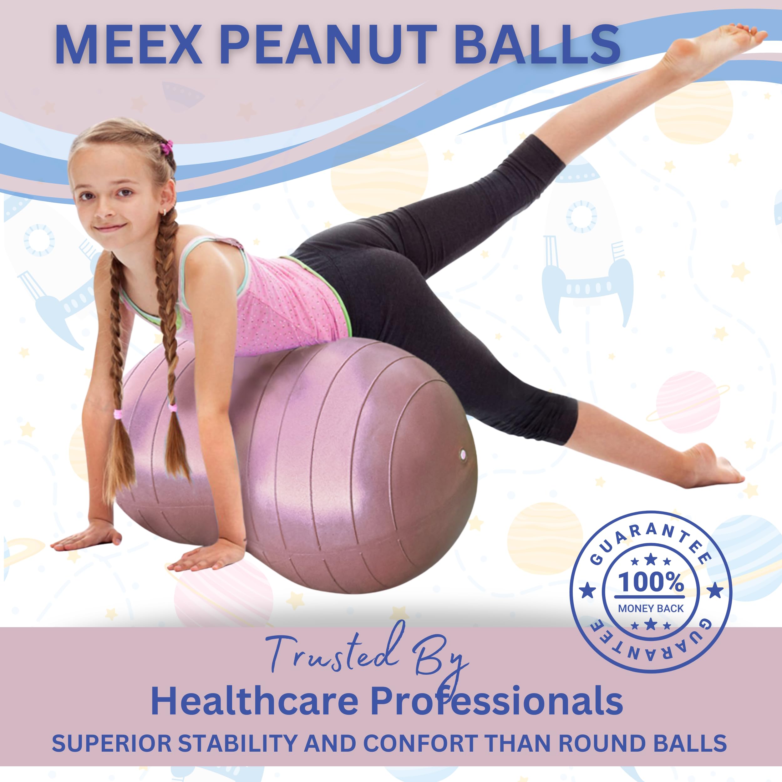 Meex Sensory Peanut Ball for Kids - Therapy & Exercise Yoga Ball to Improve Balance, Motor Skills & Calming Development - Flexible Seating for Autistic Children - Perfect for Classroom, Home & Physical Therapy Sessions