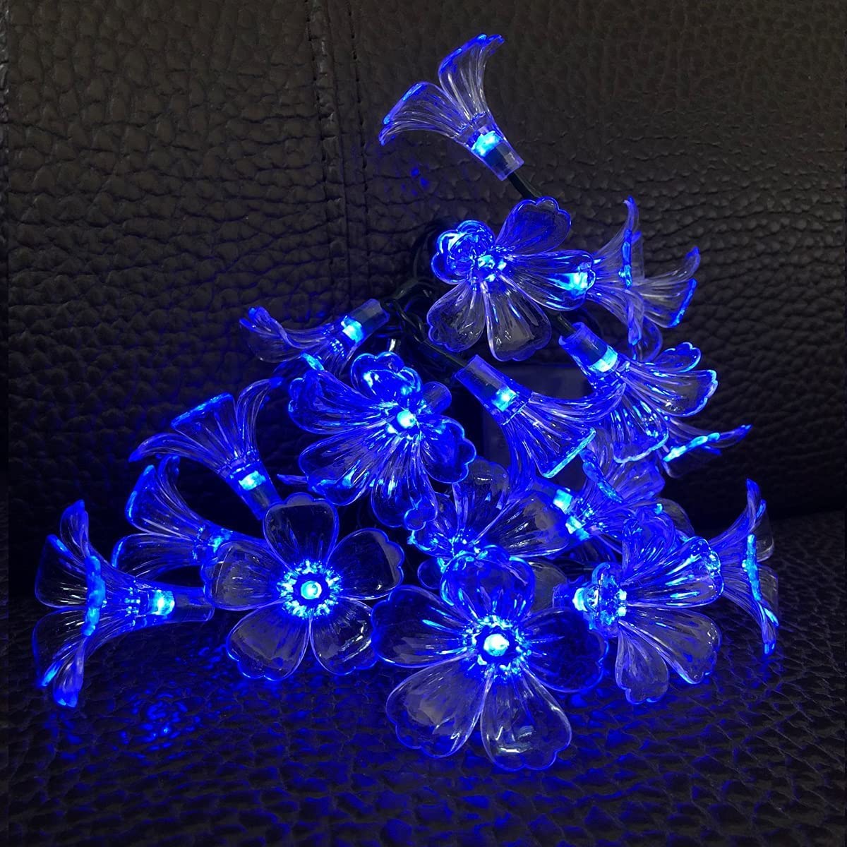 WONFAST 20FT 30LED Solar Flower String Lights - Waterproof Morning Glory Fairy Lights for Outdoor Garden, Lawn, Patio, Christmas Tree, Wedding & Party Decorations (Blue) | Perfect for Backyard, Holiday, and Evening Ambiance Lighting