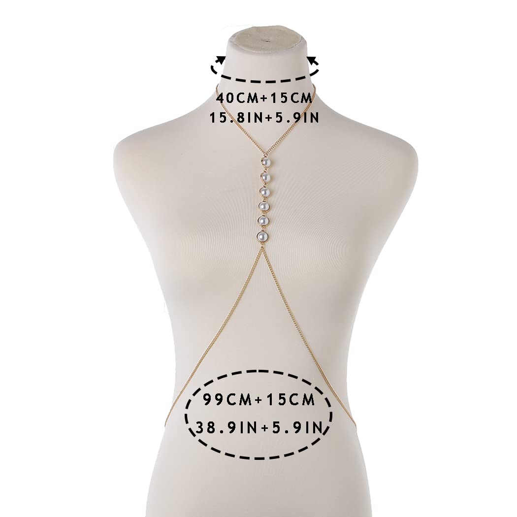 Sexy Rhinestone & Pearl Layered Body Chain for Women - Waist Belly Chain, Bikini Accessory for Beach, Pool Party & Festival | Elegant Body Jewelry for Summer Outfits