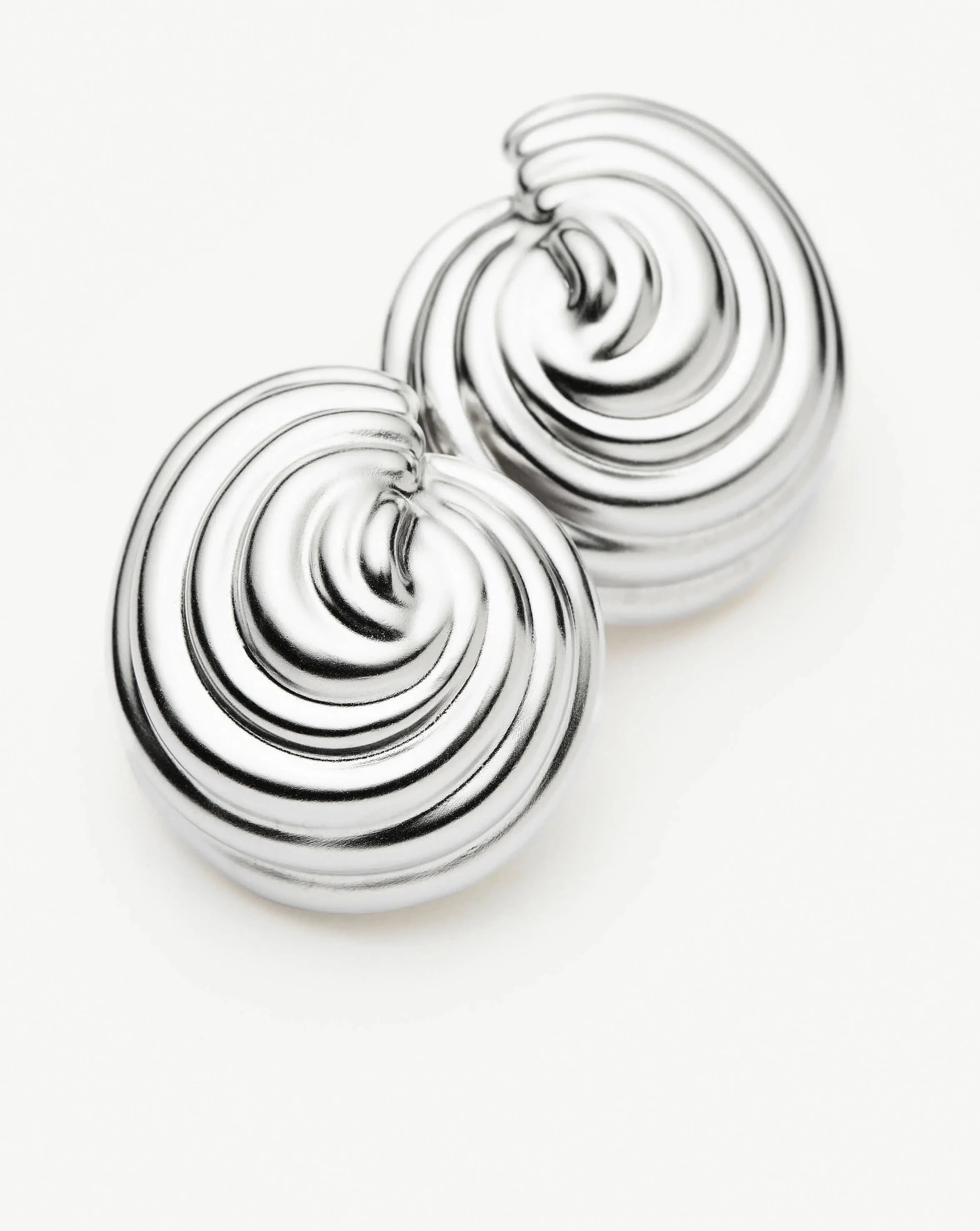 Spiral Dome Oversized Stud Earrings - Silver Plated Hypoallergenic Jewelry for Women | Perfect for Parties, Weddings & Everyday Wear
