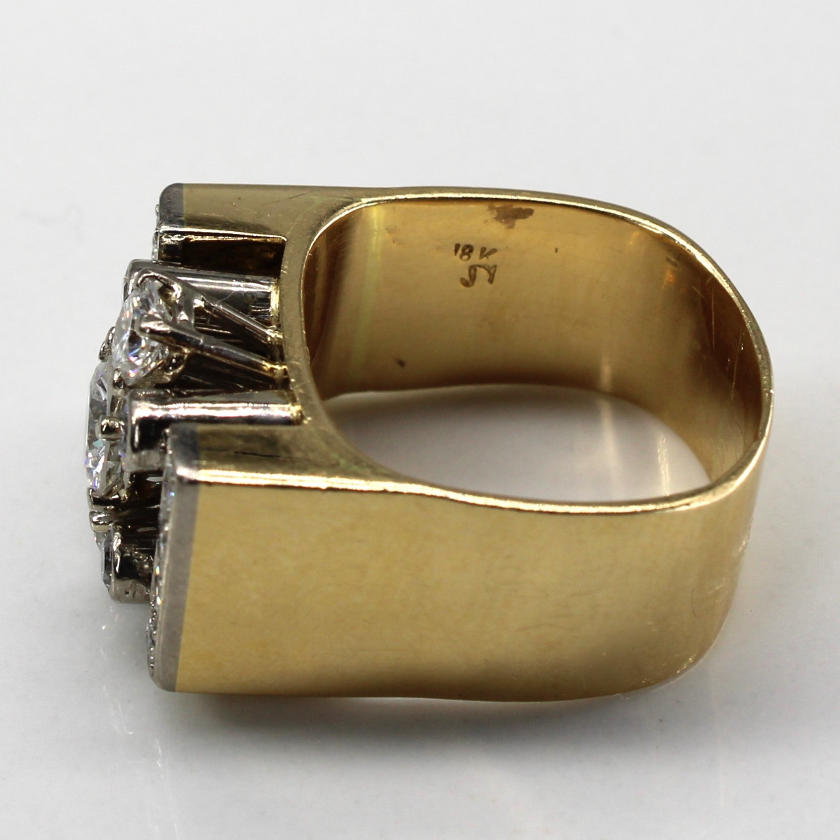 1.50ctw VS1/VS2 F/G Textured Diamond Wide Gold Ring - Size 5.75 | Elegant Wedding Band, Anniversary Gift & Everyday Luxury Jewelry for Women