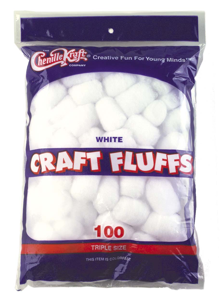Premium White Craft Fluffs - Pack of 100 for DIY Projects, Scrapbooking & Home Decor | Soft Fluffy Cotton for Arts & Crafts