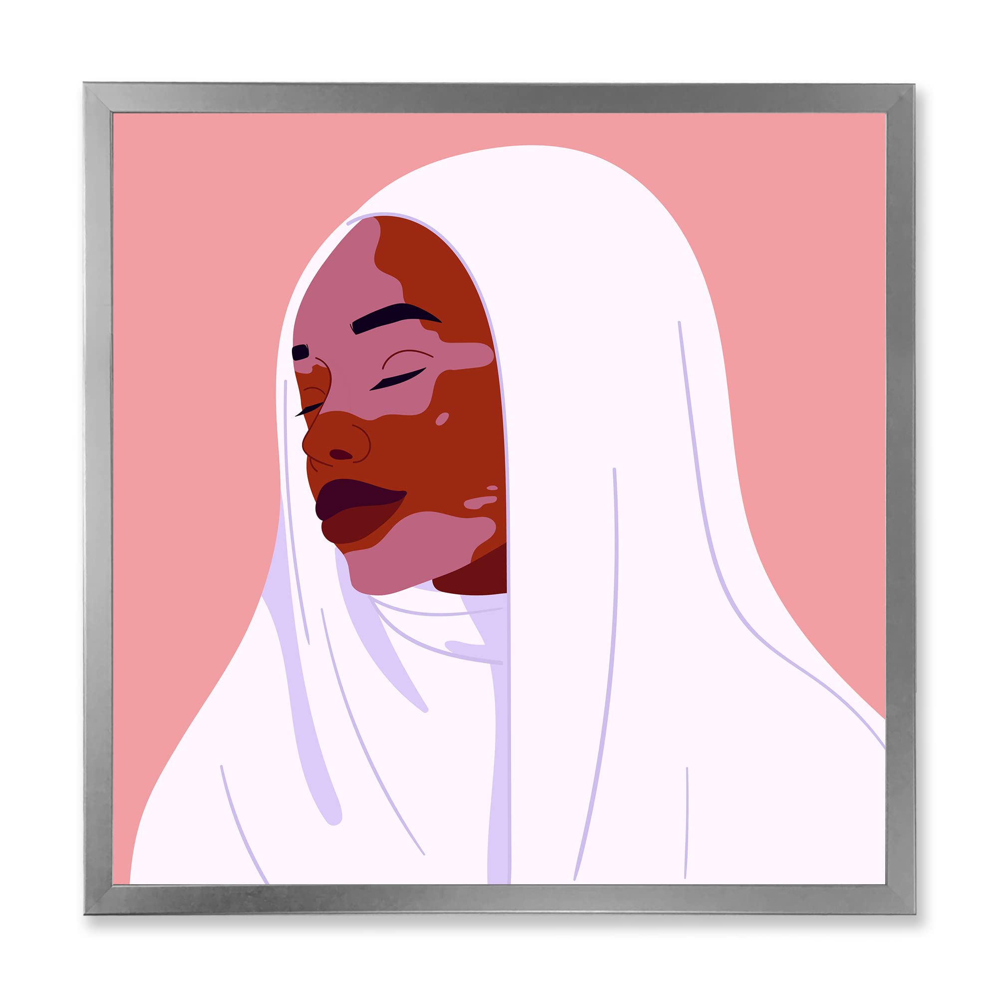 Beautiful Smiling Afro African Woman with Vitiligo Moroccan Framed Wall Art - Home & Office Decor, Living Room, Bedroom Wall Hanging
