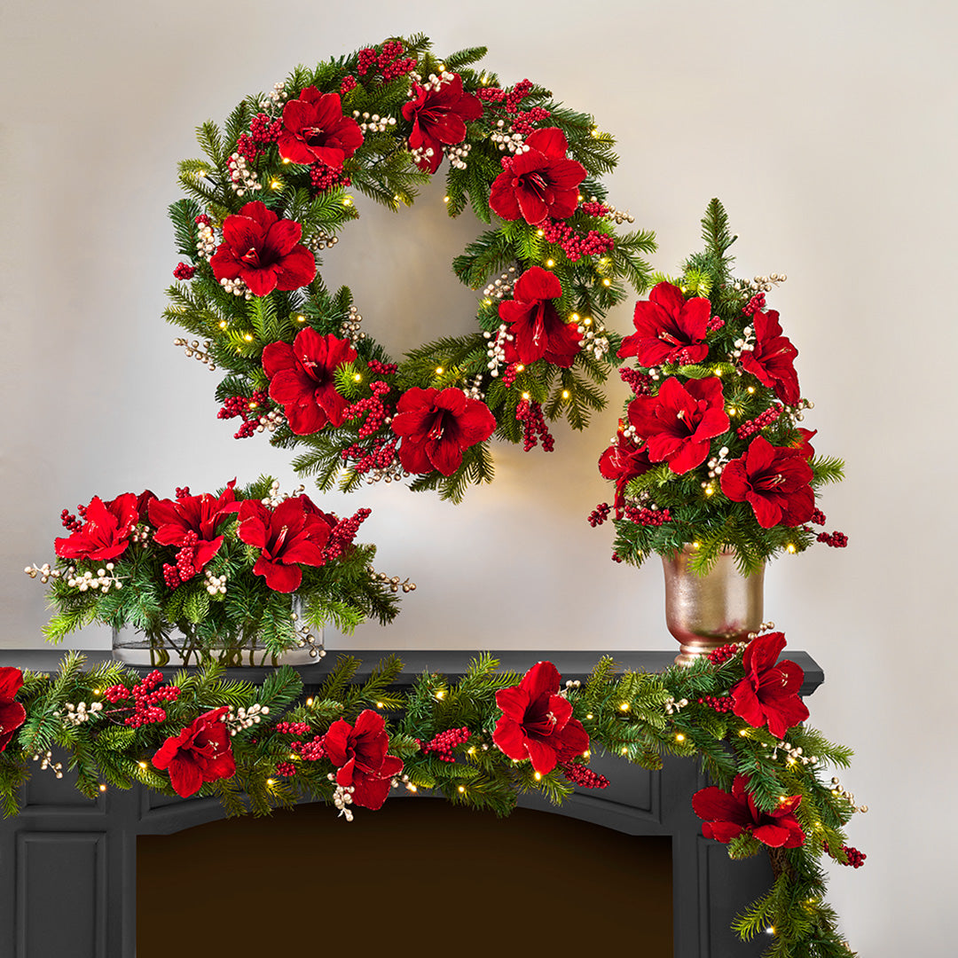 Pre-Lit Crimson Garden Tree - Outdoor Christmas Decor with Warm White LED Lights for Holiday & Patio Decoration