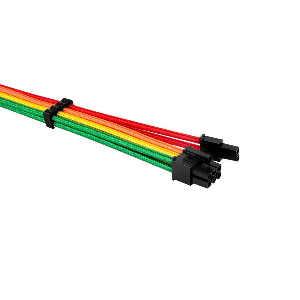 1ST Player Rainbow Color 8 Pin PCIe Sleeved Extension Cable - 12 Inch GPU Power Supply Cord for PC Gaming Rig, Custom PC Build & RGB Lighting Setup