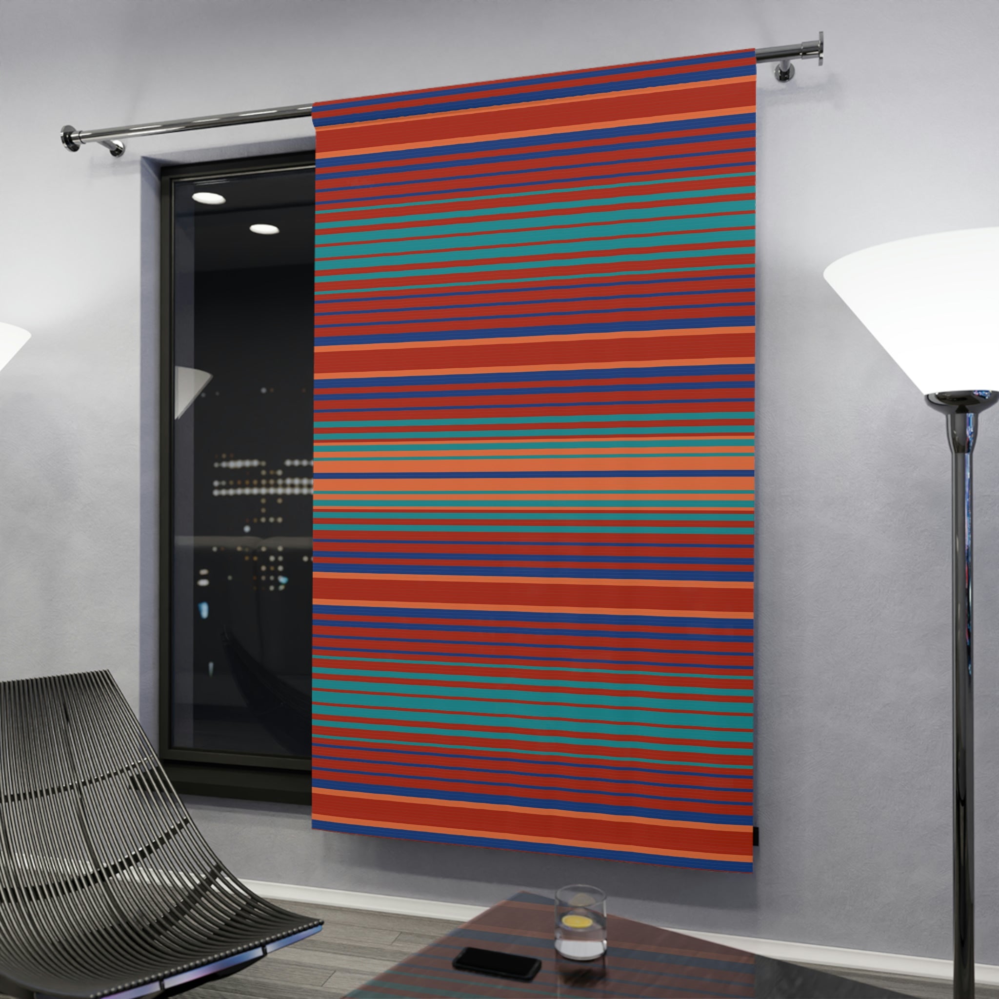Blackout Window Curtains - 1 Panel Southwestern Striped Polyester Drapes with Lakeshore Ridge Print | Perfect for Bedroom, Living Room & Home Theater Light Blocking