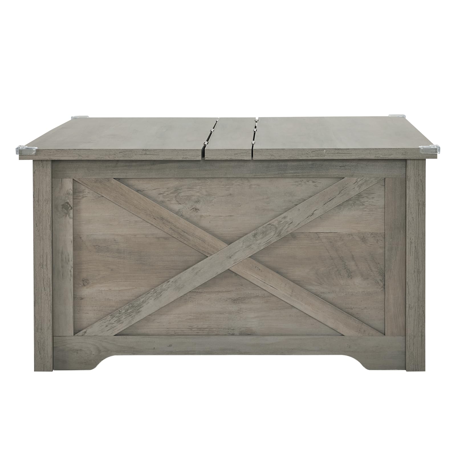 Karl Home Square Coffee Table with Storage - Farmhouse Rustic Gray Wooden Center Table with Hinged Lifting Tabletop - 31.5