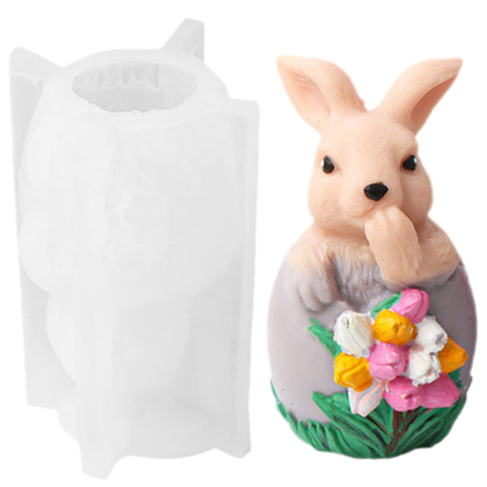 Easter Bunny Eggshell 3D Silicone Candle Molds - Rabbit Shaped Aromatherapy Candle Making Kit, DIY Baking Soap Wax Fondant Mold for Cake Mousse Ice Cream - Perfect for Easter Decorations, Home Fragrance & DIY Crafts