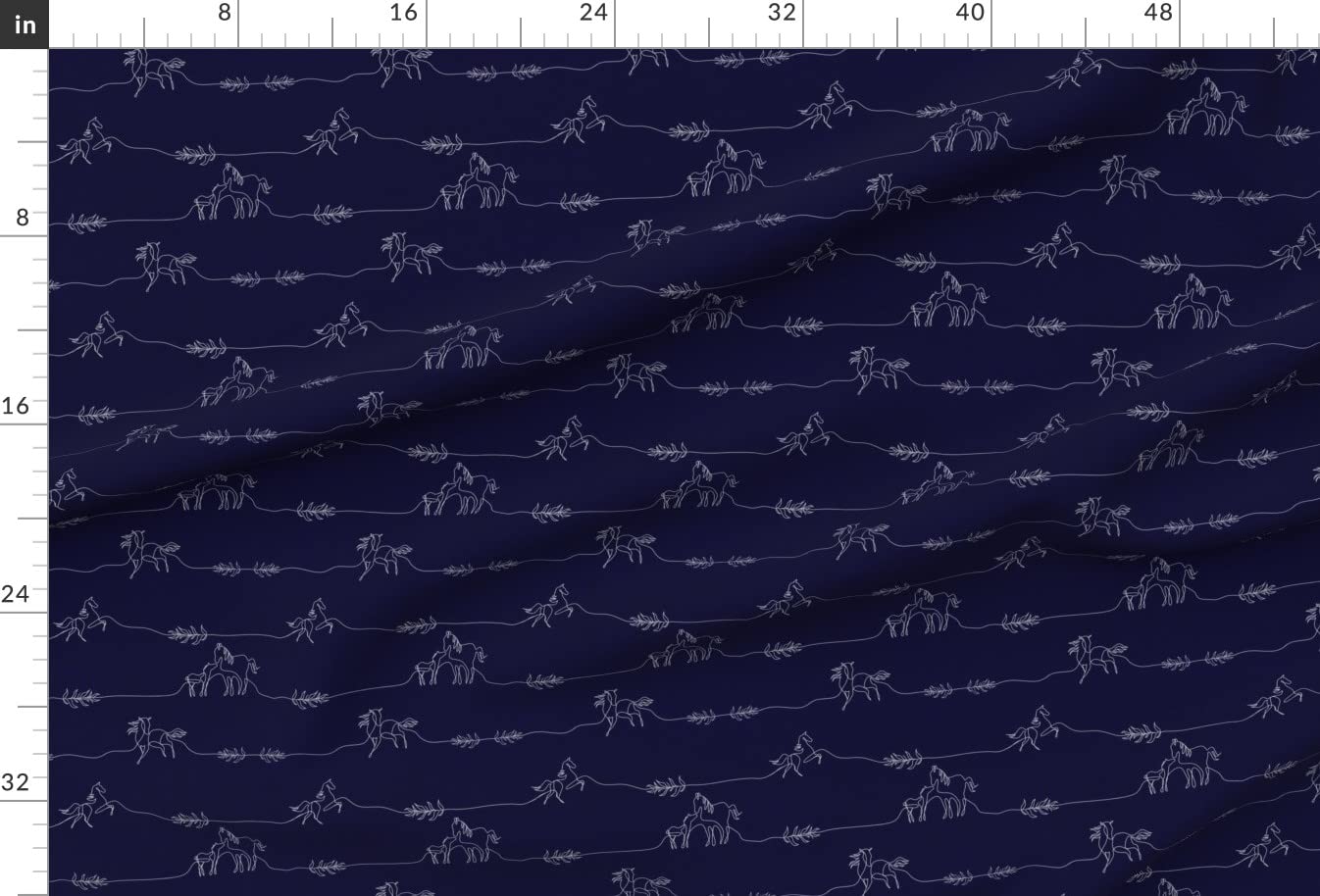 Whimsical Running Horses Blue and White Line Art Printed Minky Fabric by The Yard - Farm Animal Design for Sewing Baby Blankets, Quilt Backing & Plush Toys - Perfect for Nursery Decor, DIY Crafts and Soft Home Textiles