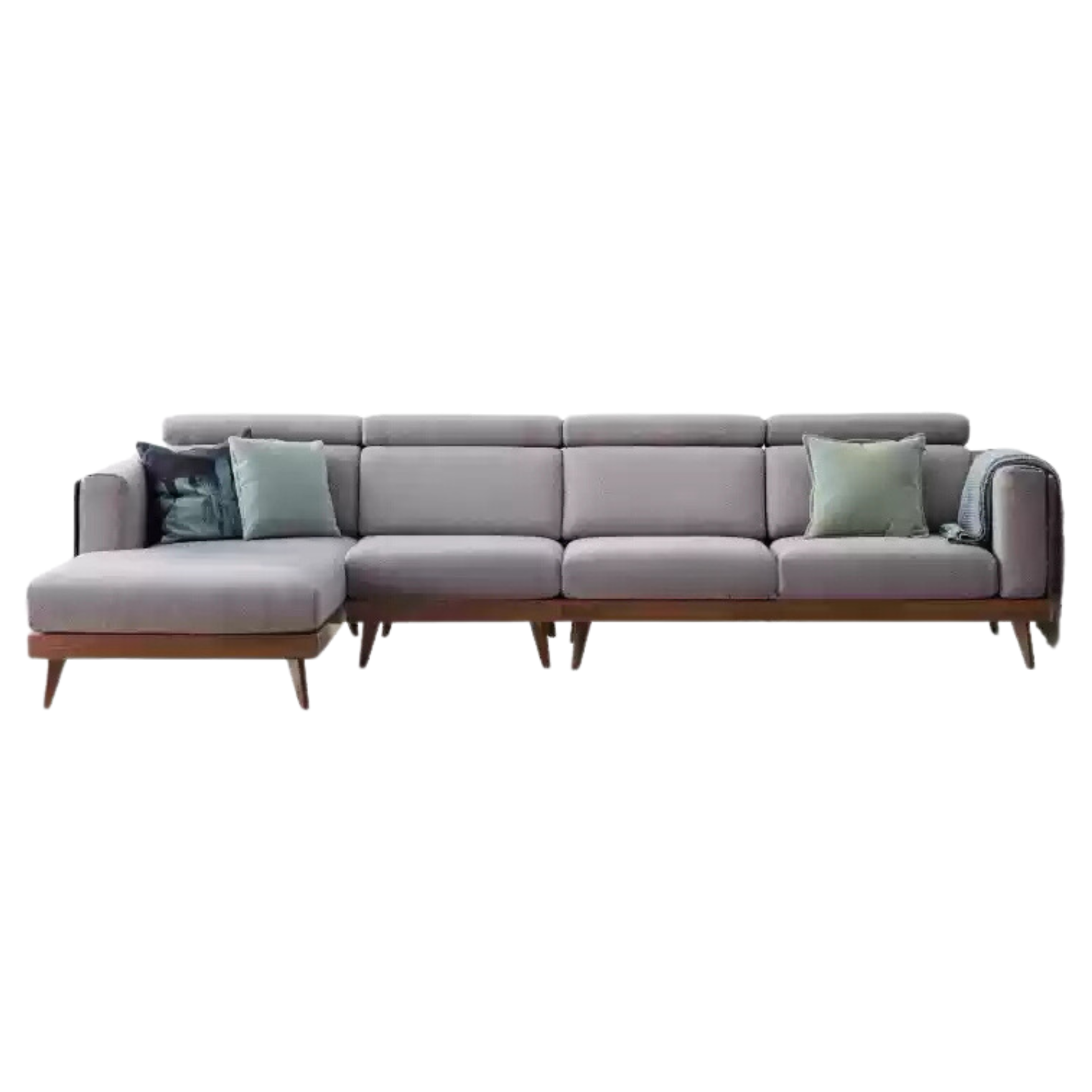 Premium Black Walnut & Ash Solid Wood Adjustable Headrest Sofa - Modern Living Room Furniture for Relaxation & Comfort