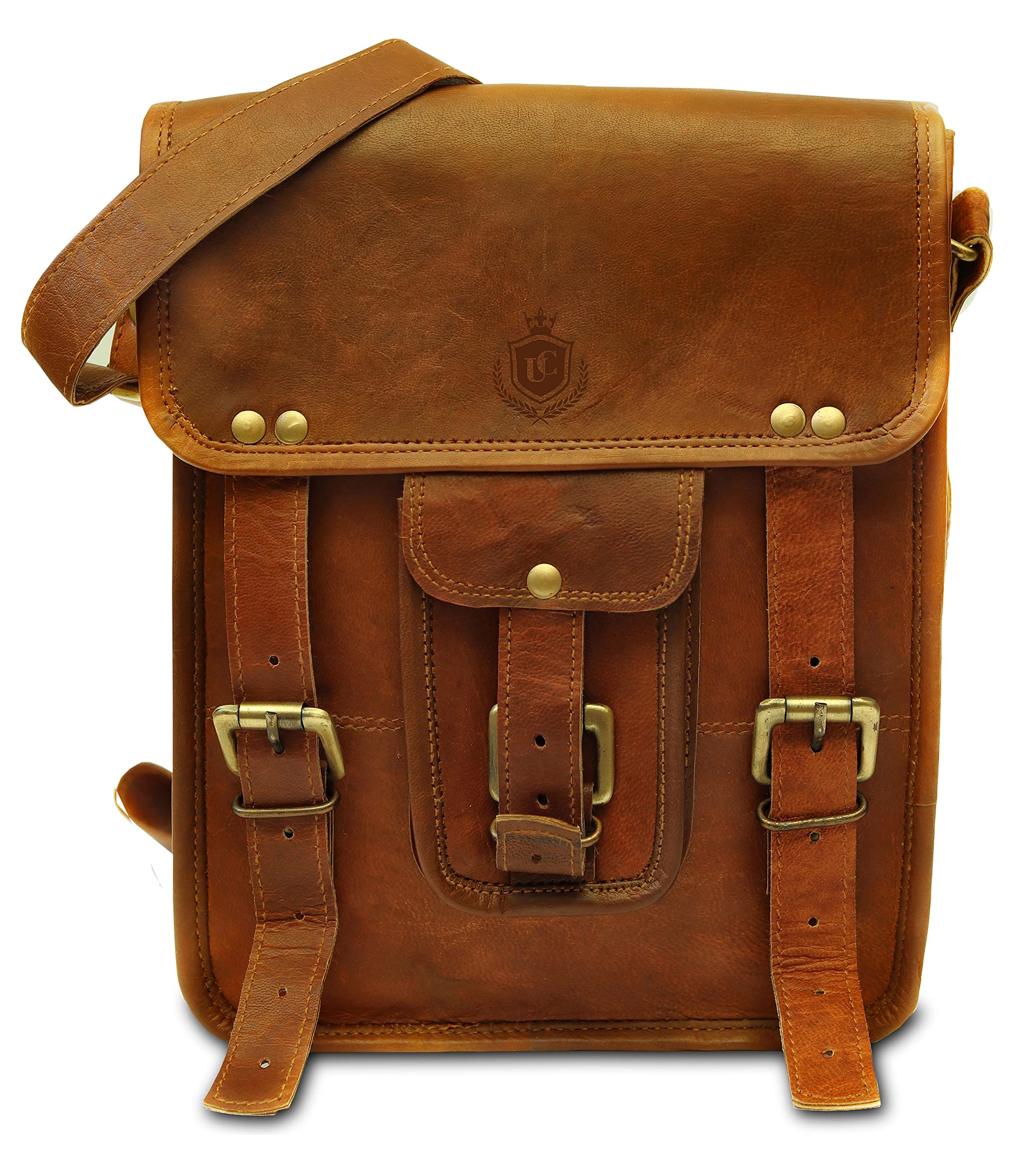 Vintage Brown Leather Crossbody Messenger Bag - 11 Inch Laptop Briefcase for Women & Men | Waterproof Diaper Bag, Travel Satchel & Bookbag | Perfect for Work, School & Weekend Adventures