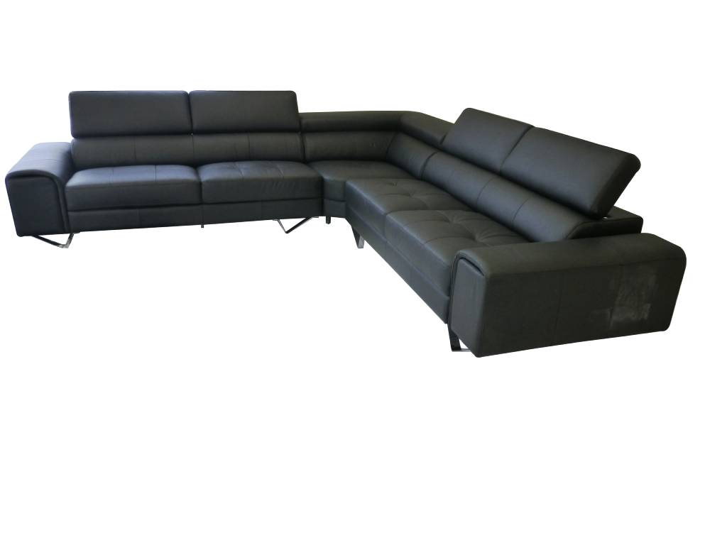 Bellagio Genuine Leather Corner Sofa - Modern L-Shaped Sectional Couch for Living Room, Lounge & Home Theater - Comfortable & Stylish Furniture for Family Gatherings