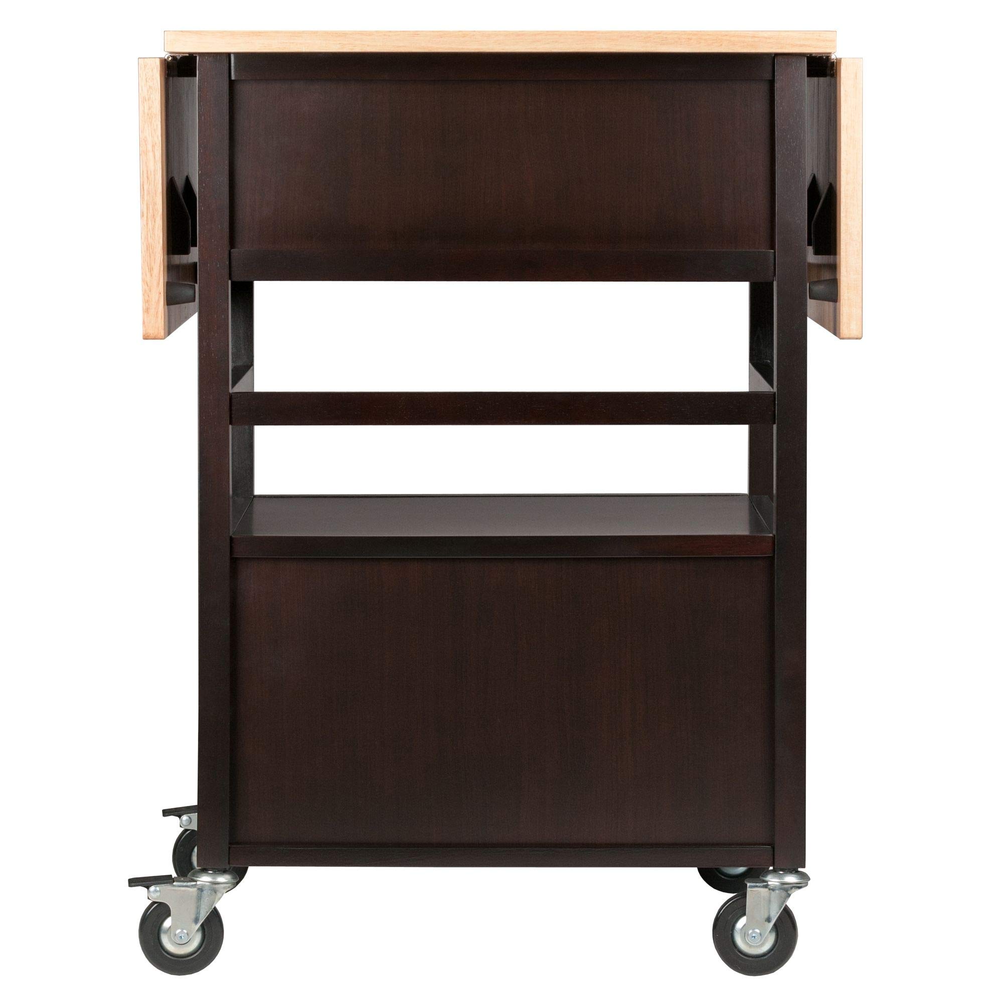 Bellini Kitchen Cart with Coffee Finish - Portable Rolling Island for Small Spaces, Perfect for Coffee Bar, Breakfast Nook or Extra Counter Space in Kitchen, Dining Room or Apartment