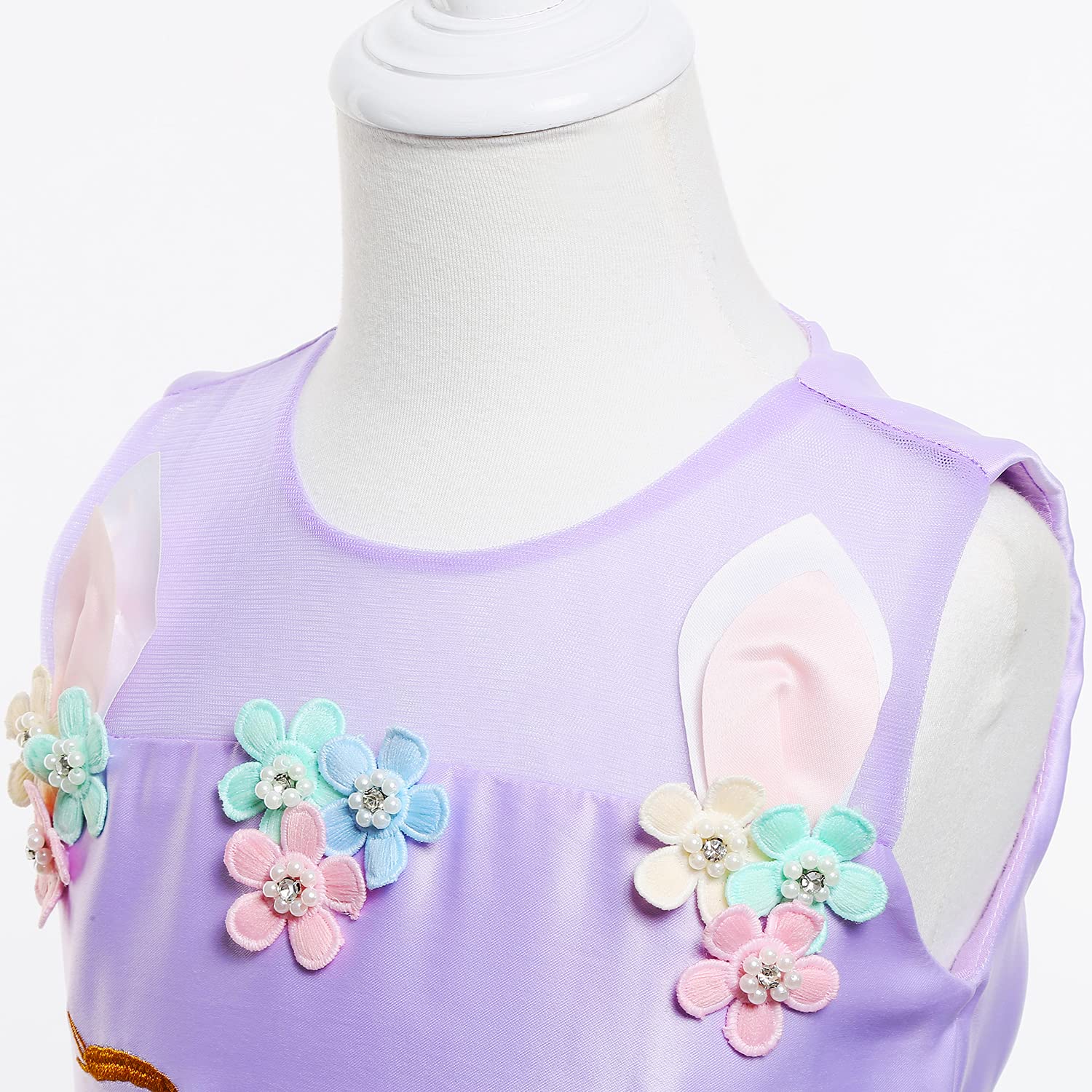 Magical Unicorn Princess Dress for Girls - Sparkly Long Gown with Matching Headband & Necklace - Perfect for Birthday Parties, Pageants, Halloween Costumes & Fantasy Play