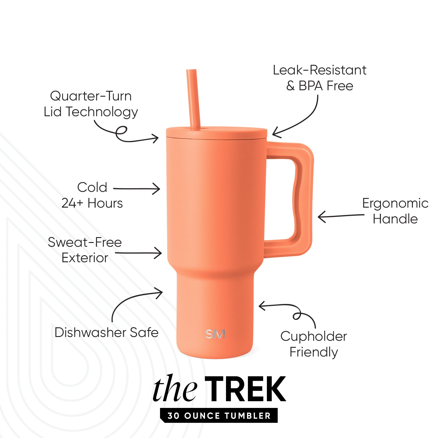 Premium Trek Tumbler 30oz Stainless Steel Vacuum Insulated Water Bottle - Keeps Drinks Hot/Cold for 24 Hours - Perfect for Hiking, Camping & Outdoor Adventures