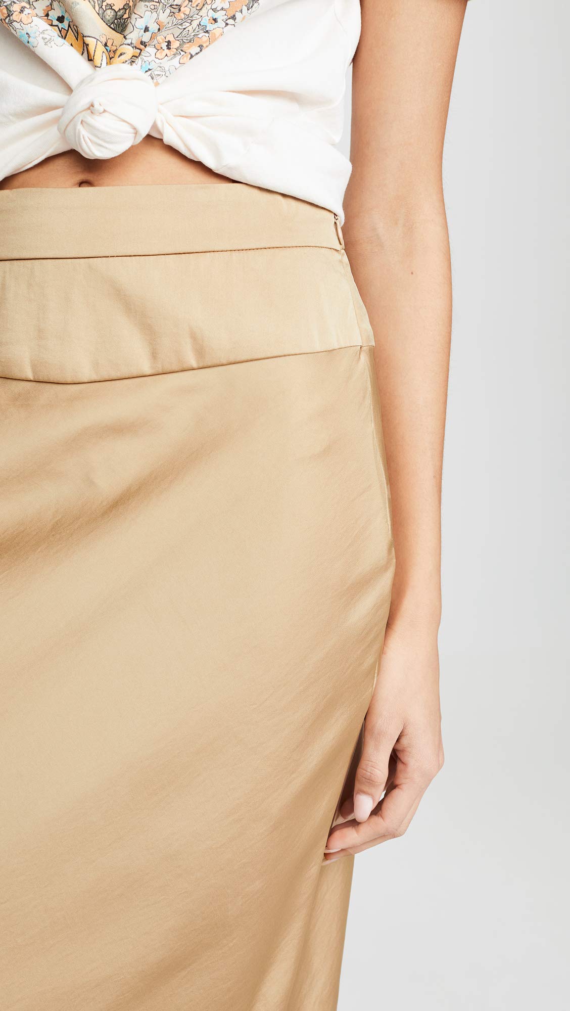 Free People Women's Normani Bias Skirt - Praline Tan Size 8 | Flowy Midi Skirt for Casual Outings, Beach Vacations & Boho Style Outfits