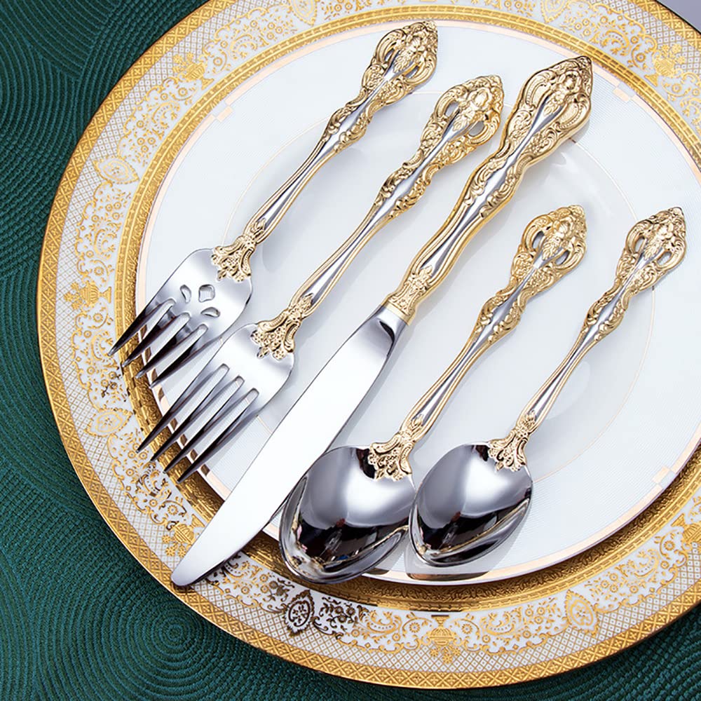 Premium 60-Piece 18/10 Stainless Steel Flatware Set - Elegant Silverware Cutlery for 12 People - Dishwasher Safe Luxury Dining Utensils for Home, Kitchen & Restaurant Use - Perfect for Dinner Parties, Weddings & Fine Dining