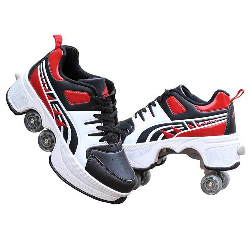 4 Wheel Roller Shoes for Adults & Kids - Invisible Double Row Wheels, Automatic Walking Sneakers - Perfect for Skating, Fitness & Outdoor Fun
