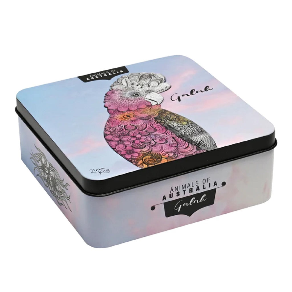 Banksia Red Animals of Australia Galah Tin Macadamia Butter Finger Biscuits 150g - Premium Australian Cookies with Macadamia Nuts - Perfect for Tea Time, Gifts & Snacking