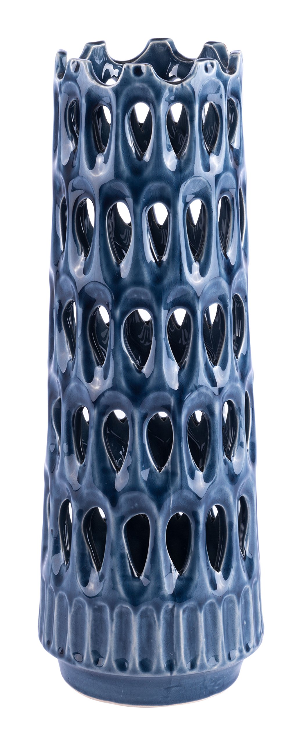 Zuo Alate Large Blue Ceramic Vase for Home Decor - Perfect for Living Room, Dining Table & Wedding Centerpieces