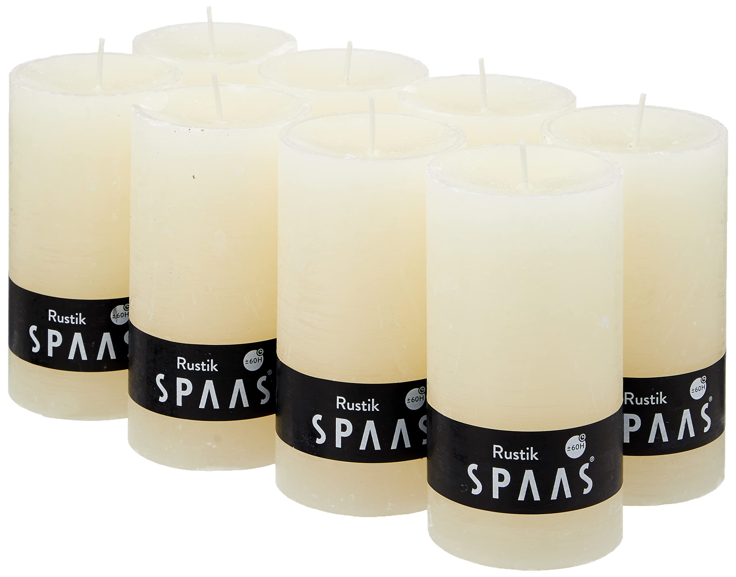 8 Unscented Ivory Pillar Candles - 70mm x 130mm Rustic Paraffin Wax Candles for Weddings, Home Decor & Romantic Ambiance