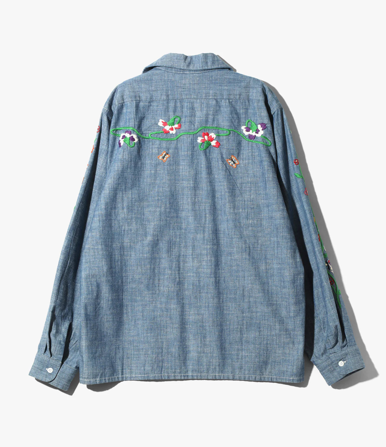 Premium Cotton Chambray Embroidered Shirt for Men & Women - Stylish Blue Indian Embroidery Design - Perfect for Casual Wear, Office & Outdoor Activities