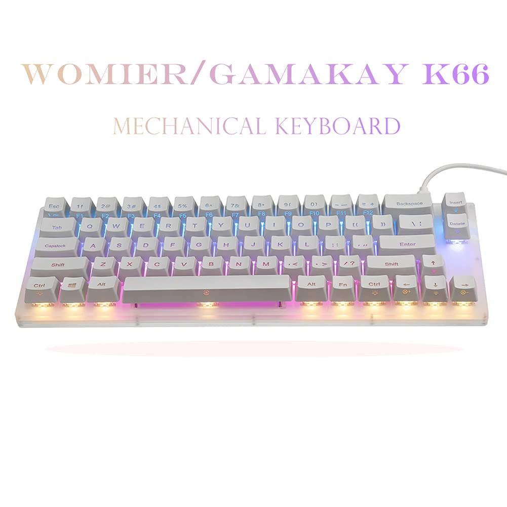 Womier K66 60% Compact Mechanical Gaming Keyboard - Hot Swappable Wired RGB Backlit Keyboard with Gateron Blue Switches, Acrylic Case for PC, PS4, Xbox - Perfect for Esports, Typing & Office Work