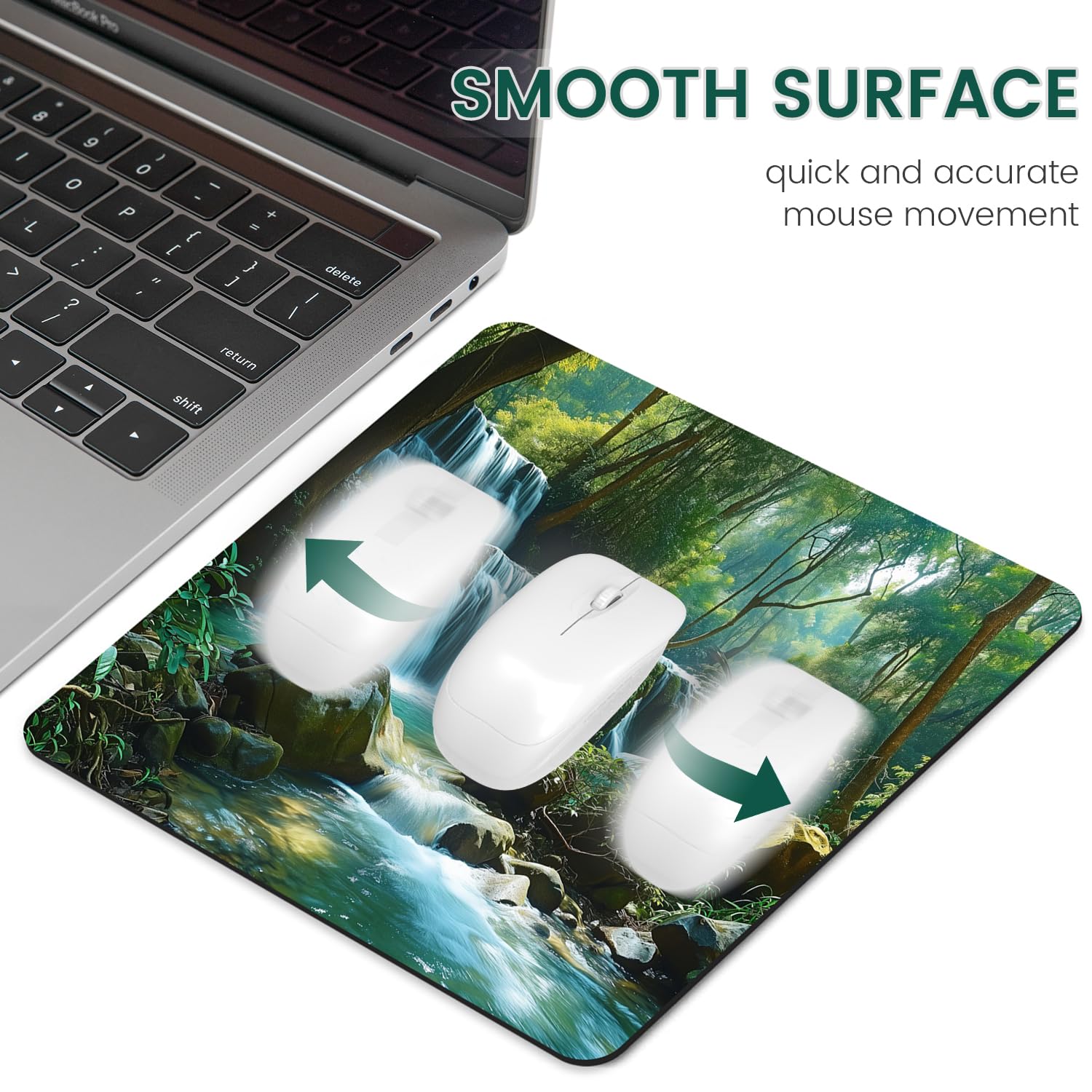 Non-Slip Waterproof Gaming Mouse Pad with Rubber Base - Large Mouse Mat for Wireless Mouse, Computer & Laptop - Perfect for Home Office, Gaming & Work (Waterfall Design)