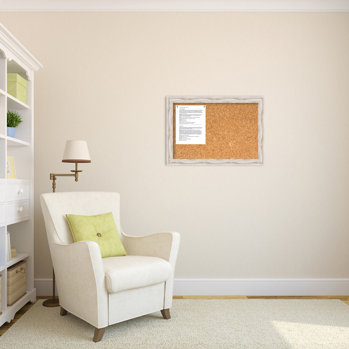 Amanti Art 19x27 Natural Cork Board with White Wood Frame - Vision Board, Office Decor & Home Organization Pinboard | Perfect for Displaying Photos, Notes & Reminders in Home, Office or Coastal Decor