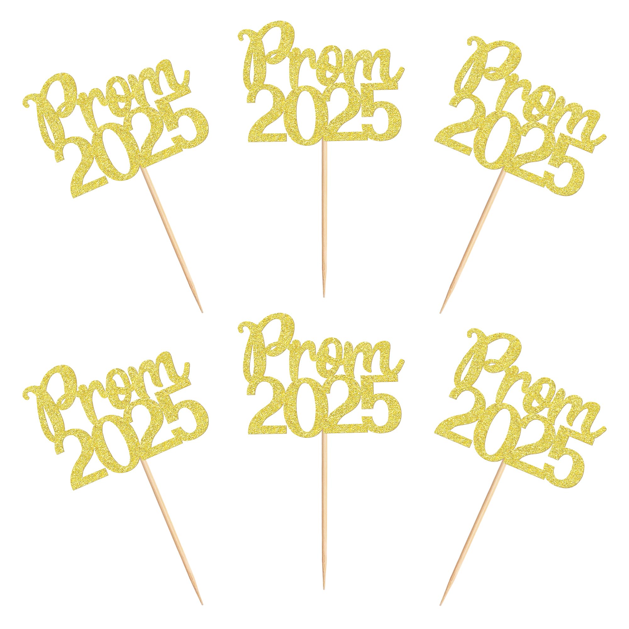32 Pcs Gold Glitter Graduation Cupcake Toppers - Class of 2025 Prom Party Decorations, Ready-to-Use Cake Picks for Graduation Ceremony, School Celebration & Dessert Table Decor (32 Pieces)