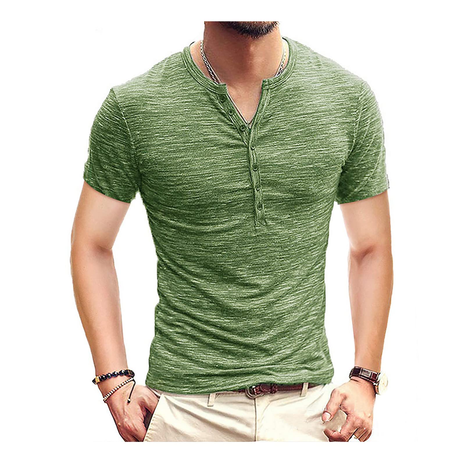 Men's Slim Fit Soft Basic Henley T-Shirt - Lightweight Short Sleeve Solid Color Button Up Tee for Summer | Casual Wear, Outdoor Activities & Everyday Comfort