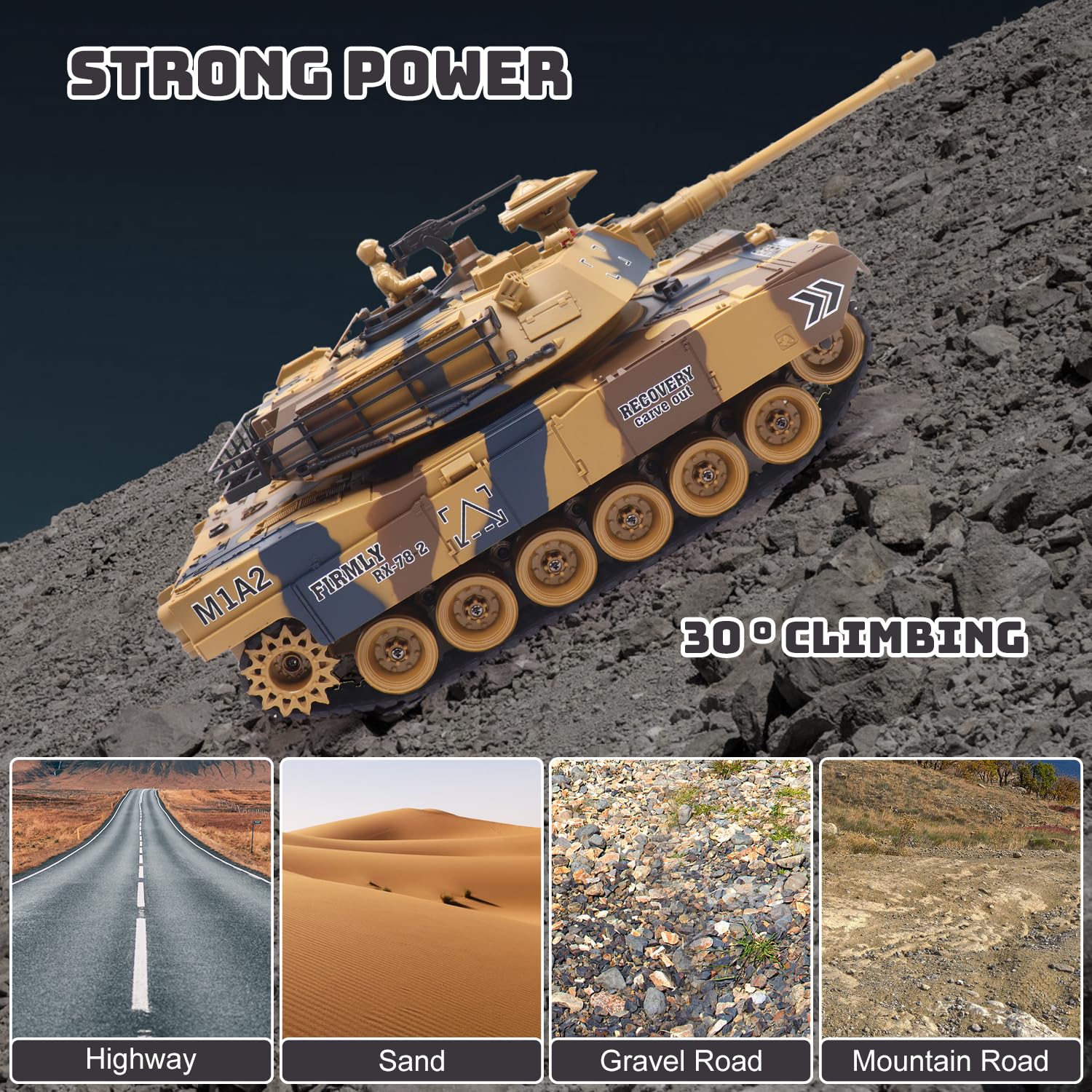 1/18 Scale US-M1A2 RC Tank - 23 Channel Remote Control Military Vehicle with BB Shooting, Rotating Turret, LED Lights, Sound & Smoke Effects | Realistic Battle Simulation Toy for Kids & Adults | Outdoor Play, Collection Display & War Game Reenactment