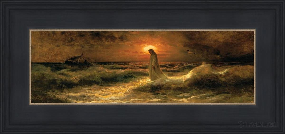Christ Walking On The Water - Religious Wall Art Decor for Home, Church & Office - Inspirational Christian Painting for Faith-Based Interiors