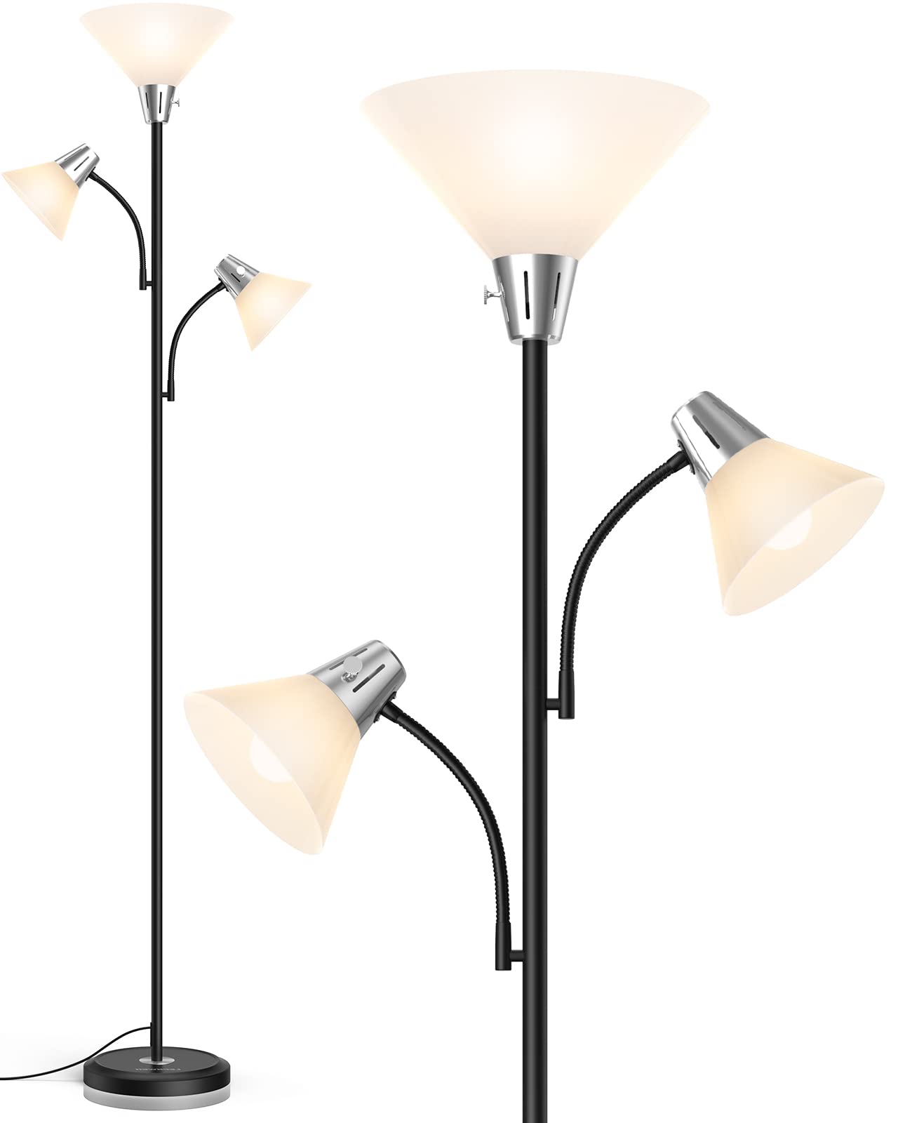 LEPOWER Adjustable Floor Lamp - 3000K Energy-Saving LED Standing Light with Replaceable Bulbs for Living Room, Bedroom & Office - Modern Reading Lamp with Bright Illumination (Perfect for Cozy Reading Nooks, Home Office Lighting & Living Room Ambience)