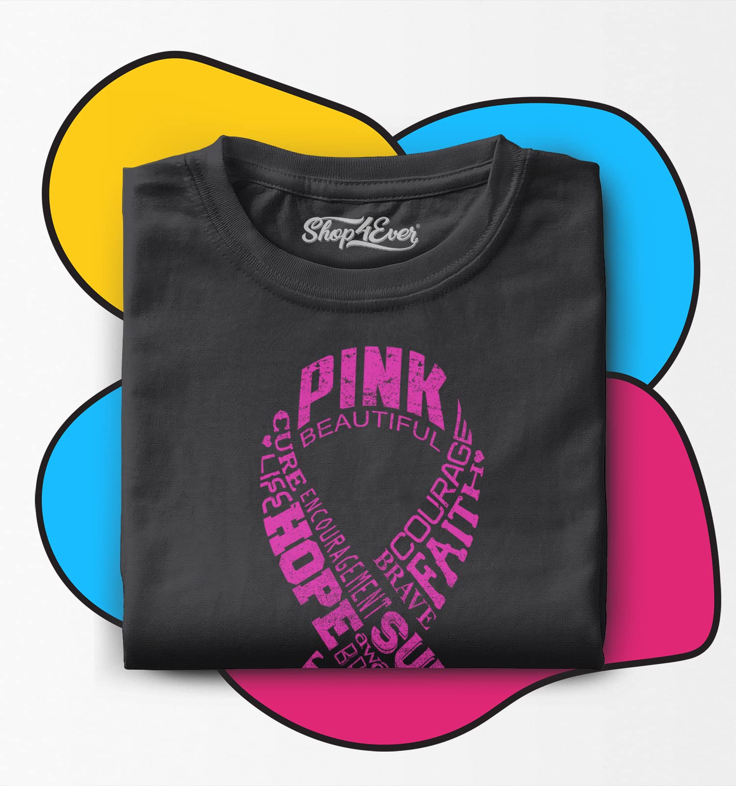 Shop4ever® Pink Ribbon Breast Cancer Awareness Toddler Cotton T-Shirt - Cute Graphic Tee for Kids, Girls & Boys - Perfect for Fundraisers, Walks & Support Events
