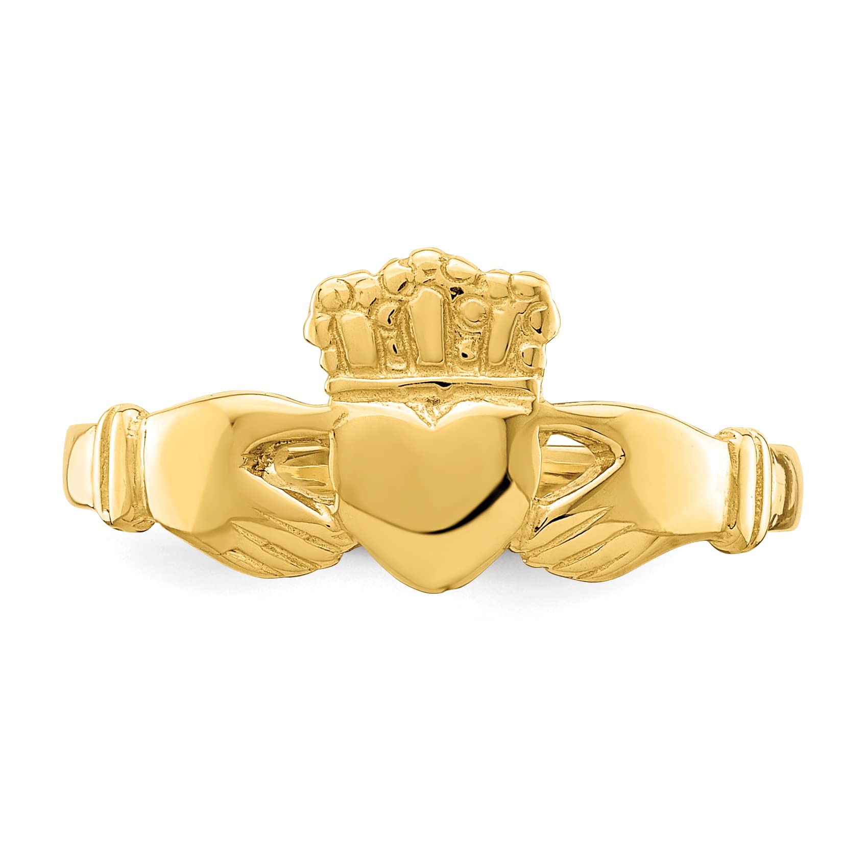 14K Solid Yellow Gold Heart Love Irish Claddagh Celtic Ring for Women - Perfect for Valentine's Day, Anniversary, or Wedding Gift