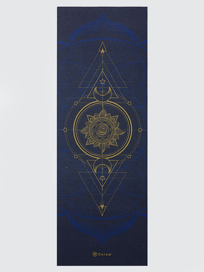 Gaiam Reversible Metallic Sun & Moon Yoga Mat 6mm - Non-Slip Exercise Mat for Hot Yoga, Pilates & Home Workouts - Premium Thick Fitness Mat for Women & Men