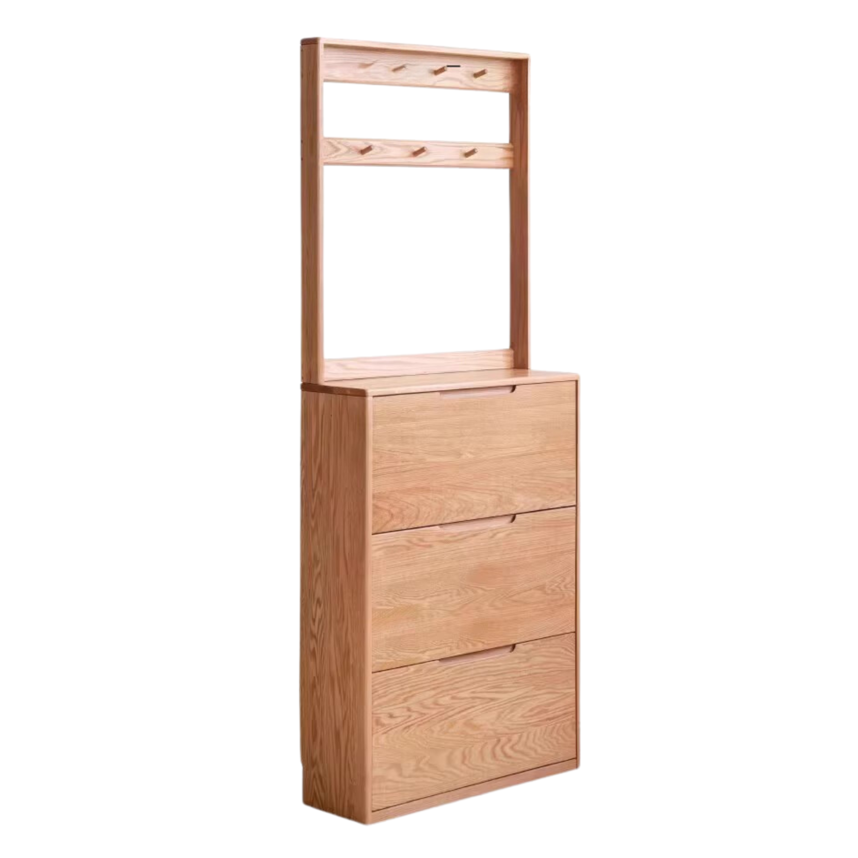 Solid Wood Shoe Cabinet - Thin Oak & Poplar Entryway Storage Organizer for Home, Porch, and Doorway | Perfect for Small Spaces & Clutter-Free Entry