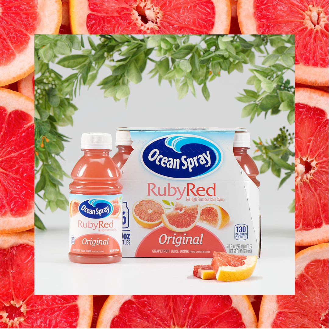 Ocean Spray Ruby Red Grapefruit Juice Drink - 10 Fl Oz Bottles (6 Pack) | Refreshing Citrus Beverage for Breakfast, Lunch or Healthy Snacking