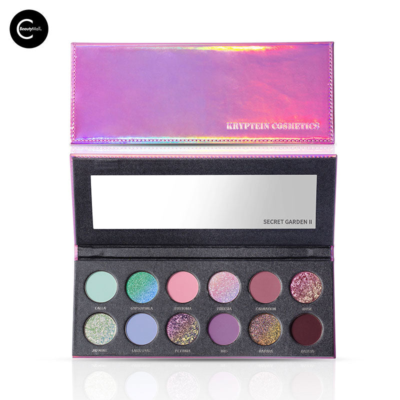KRYPTEIN COSMETICS Secret Garden II Eyeshadow Palette - 18 Highly Pigmented Matte & Shimmer Eyeshadows for Professional Makeup | Perfect for Day to Night Looks, Bridal Makeup & Special Occasions