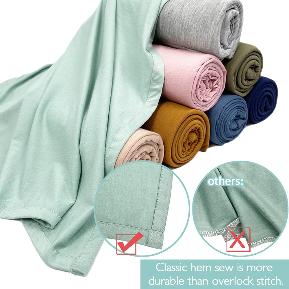 OWLOWLA Baby Swaddle Blanket & Hat Set - Soft Newborn Swaddle Wrap & Receiving Blanket for Boys & Girls (Baby Blue) - Perfect for Hospital, Home & Photo Shoots