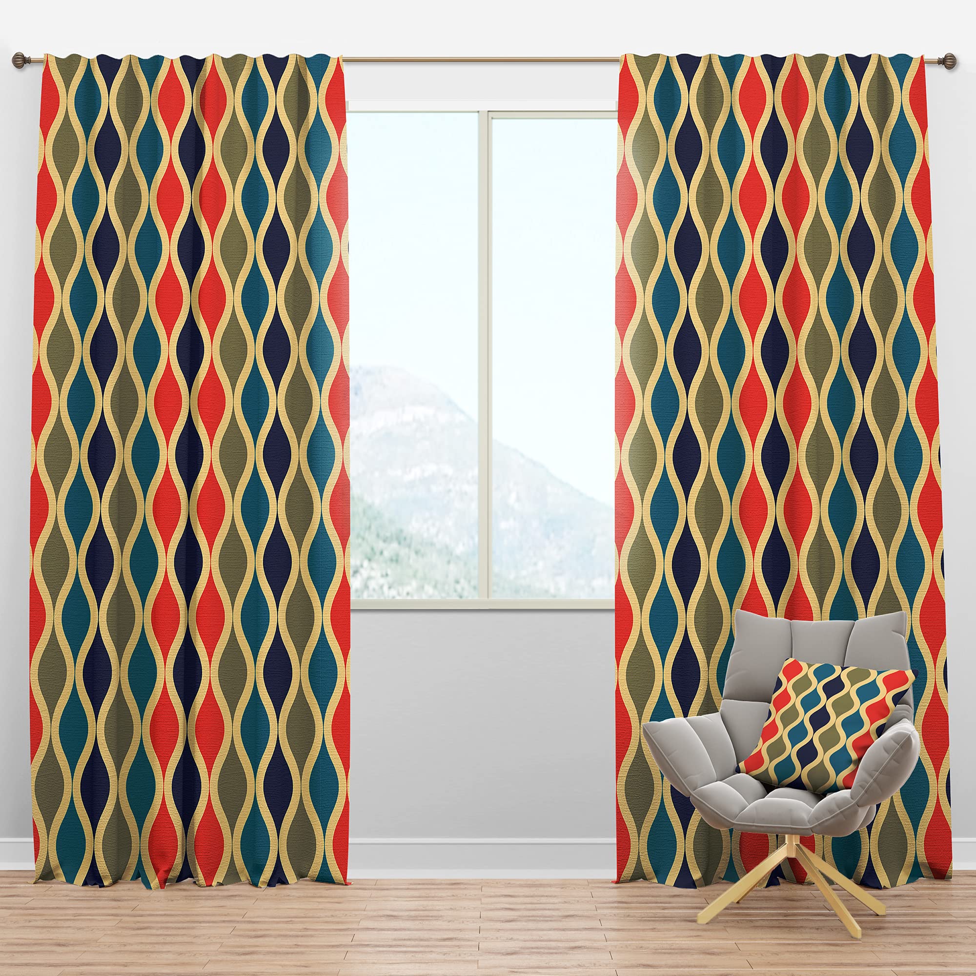 DesignQ Blackout Curtains 'Retro Ornamental Design VI' - Thermal Insulated Single Panel (52x84 inches) for Bedroom & Living Room - Noise Reducing & Energy Saving Window Treatments for Better Sleep & Privacy