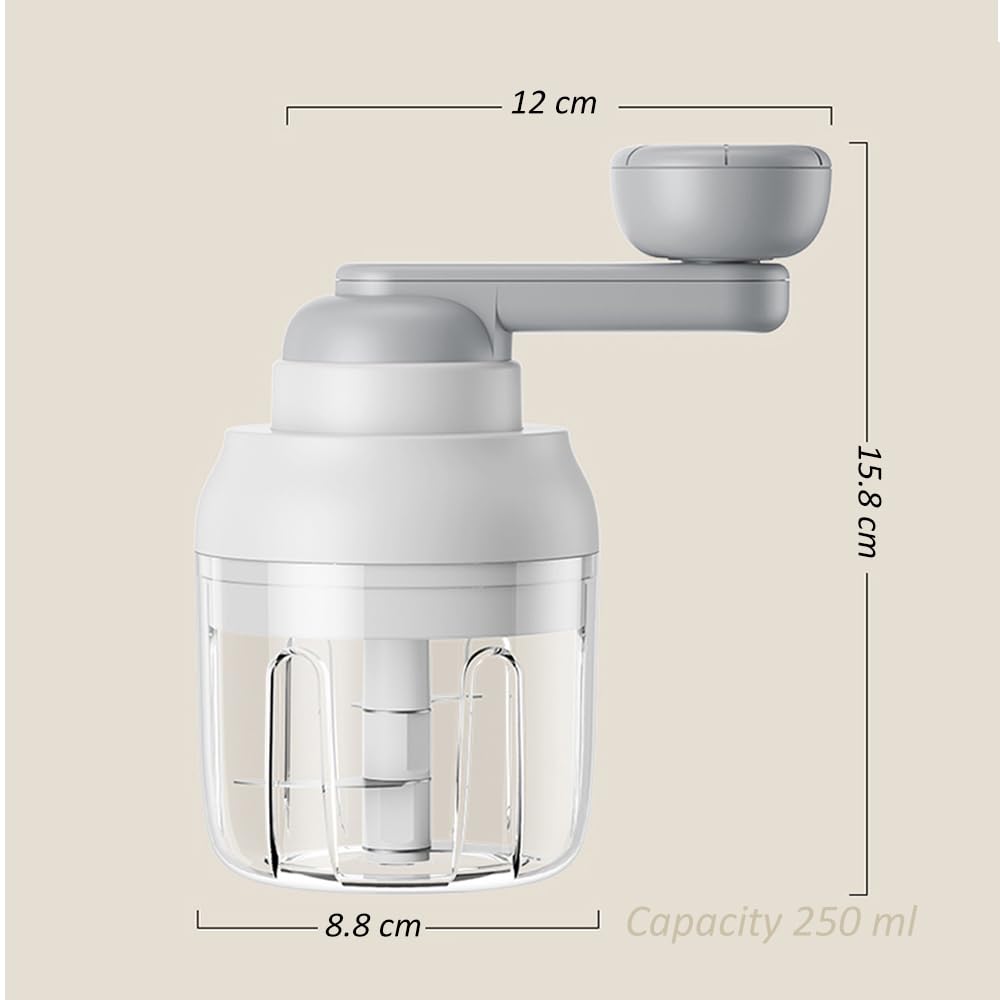 Premium Manual Garlic Chopper & Vegetable Dicer - 250ML Mini Food Processor for Nuts, Onions, Ginger, Chili, Meat & Baby Food - Portable Kitchen Gadget for Chopping, Grinding & Mincing - Perfect for Home Cooking, Camping & Small Kitchen Spaces