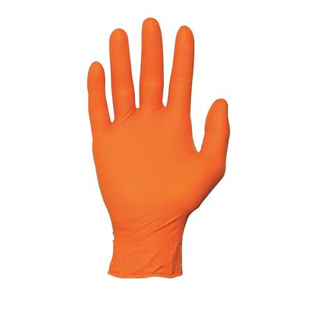 Premium Nitrile Gloves Powder-Free 4 Mil Thick Orange (100/Box) - Disposable Exam & Medical Gloves for Healthcare, Food Handling, Cleaning & Tattoo Artists