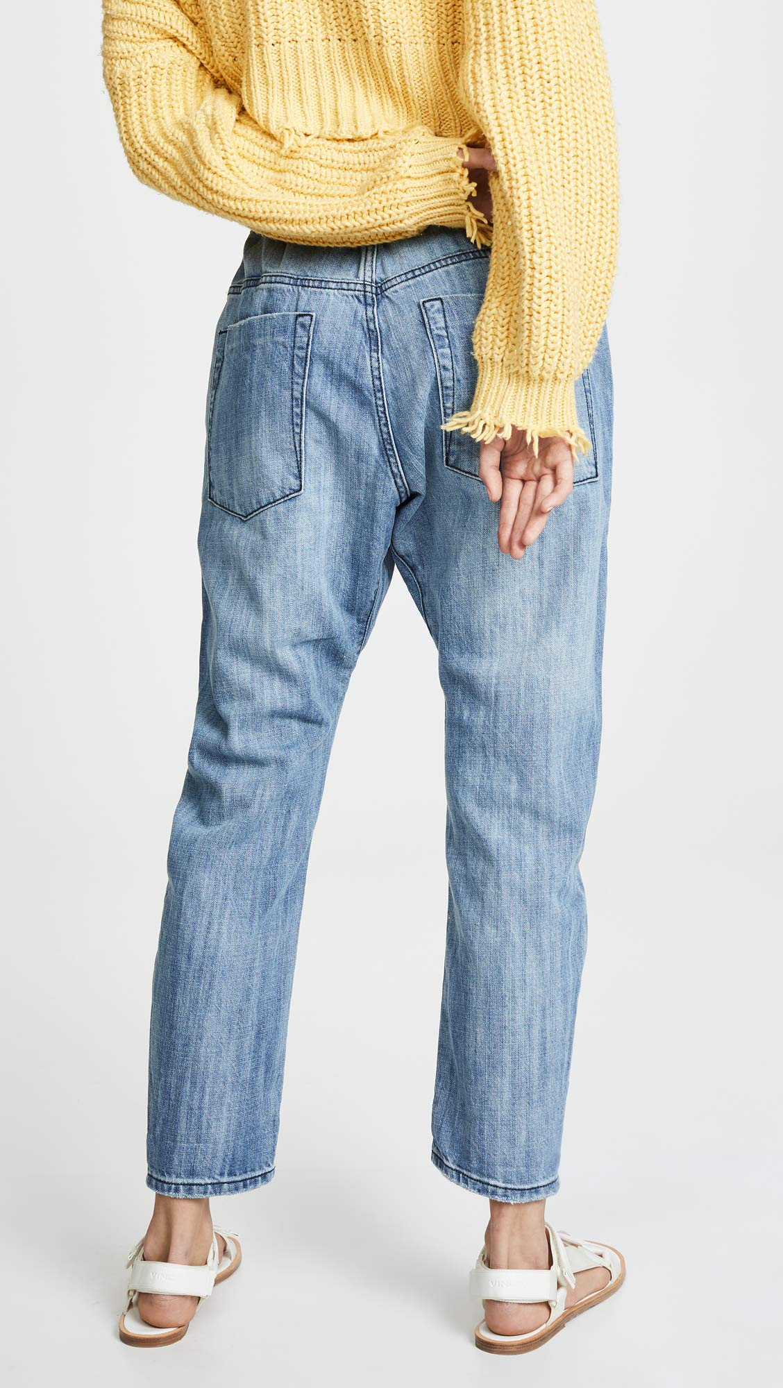 One Teaspoon Women's Shabbies Drawstring Boyfriend Jeans - High Waisted Distressed Denim Pants for Casual Outfits & Streetwear Fashion