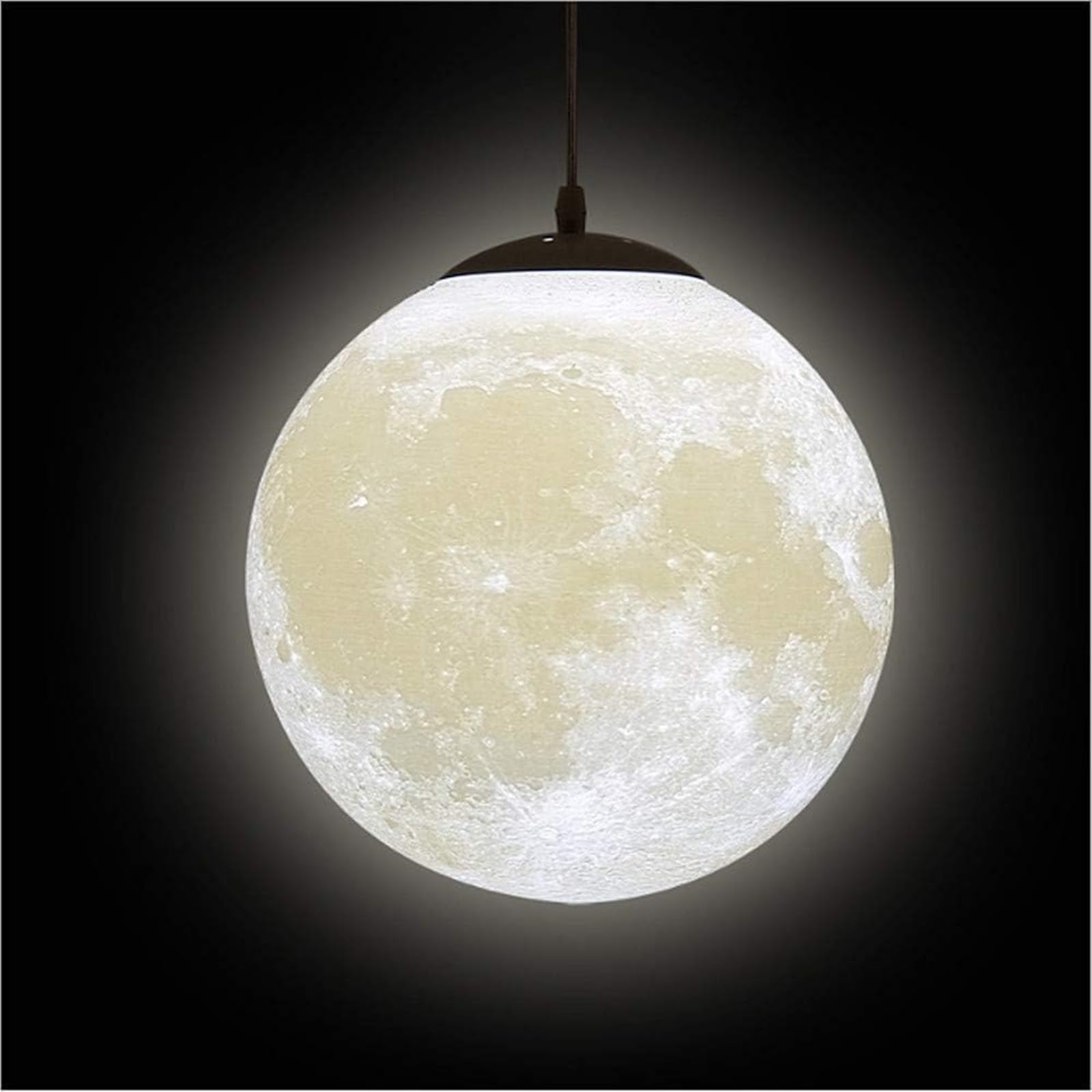 KRUIHAN Moon Pendant Light - 30CM Hanging Ceiling Lamp for Kids Room, Bedroom, Living Room & Restaurant Decor - Modern Lunar Lighting Fixture for Home & Commercial Spaces
