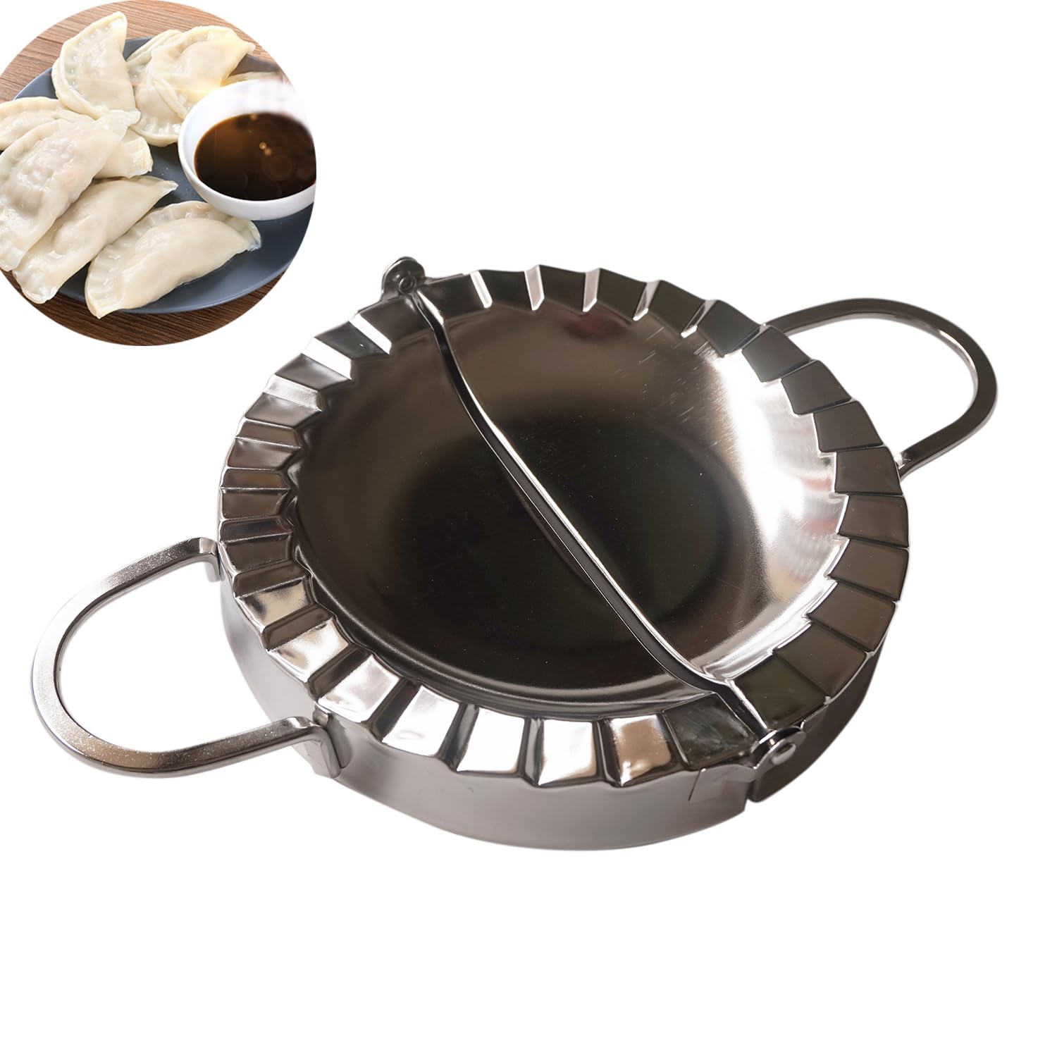 6 Inch Stainless Steel Dumpling Maker - Chinese Jiaozi, Empanada, Ravioli & Pierogi Press - Dough Cutter for Hand Pies, Pocket Pies & Pastries | Perfect for Home Cooking, Asian Cuisine & Italian Food Preparation